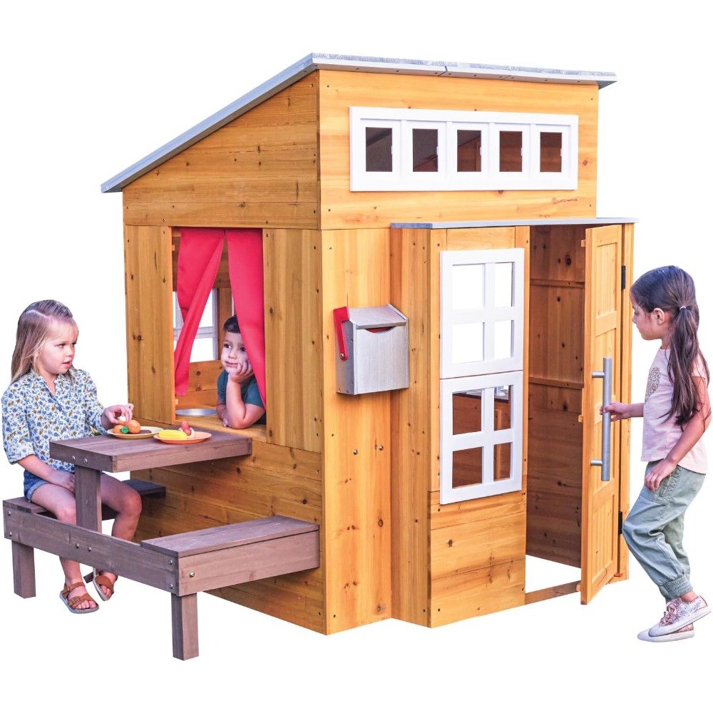 Kids Outdoor Grill Set - Nowoczesny drewniany domek do zabawy dla