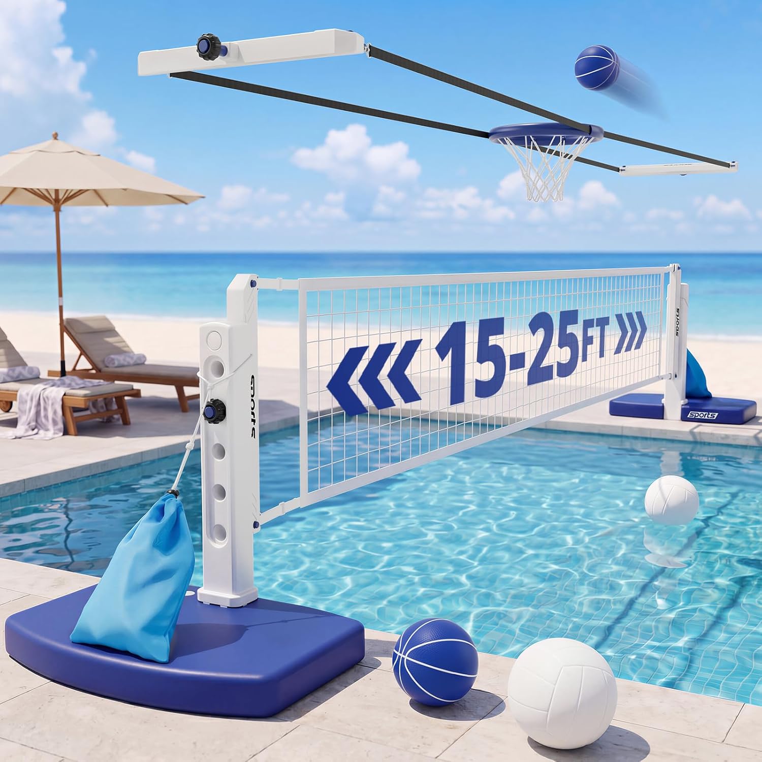 Kids Outdoor Volleyball Net - Zestaw do siatkówki i koszykówki na